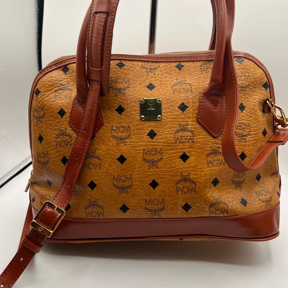 🔥MCM Alma visetos cognac 2 way bag EUC 🔥made in Germany with COA